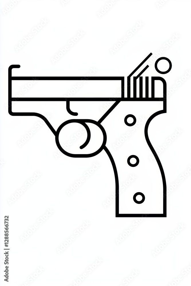 Sleek pistol gun weapon outline icon, modern design, format. Sleek pistol gun weapon outline icon, modern design, format.