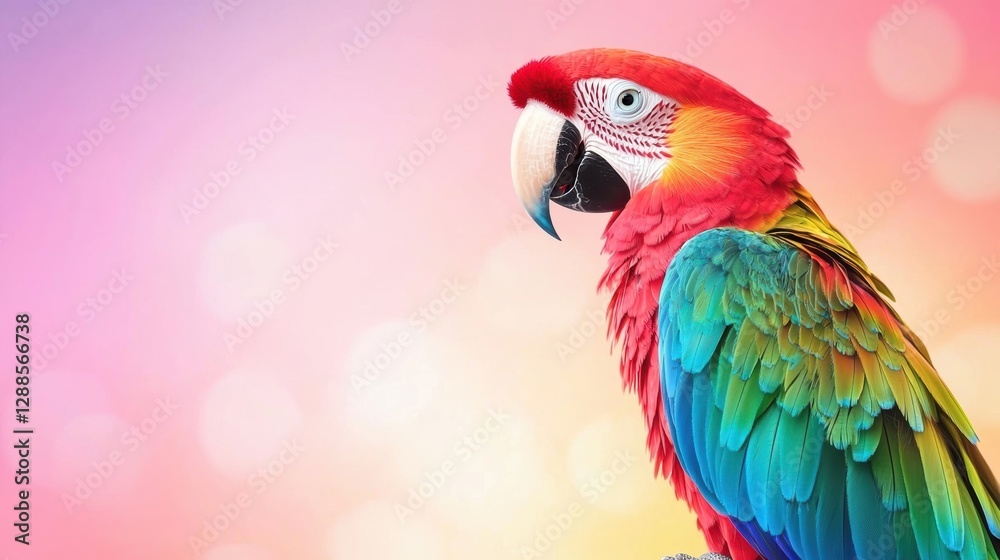Obraz premium Parrot stands out, vibrant colors against softly blurred background. A stunning display nature.