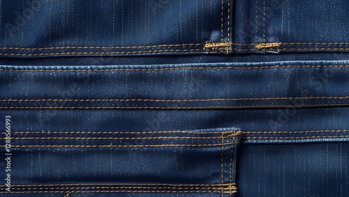 AI GENERATE, seamless denim fabric texture with visible stitching and subtle shading, purpose for background. 