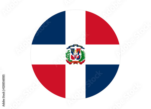 Dominican Republic icon. Round circle flag of dominican republic icon design, vector illustration