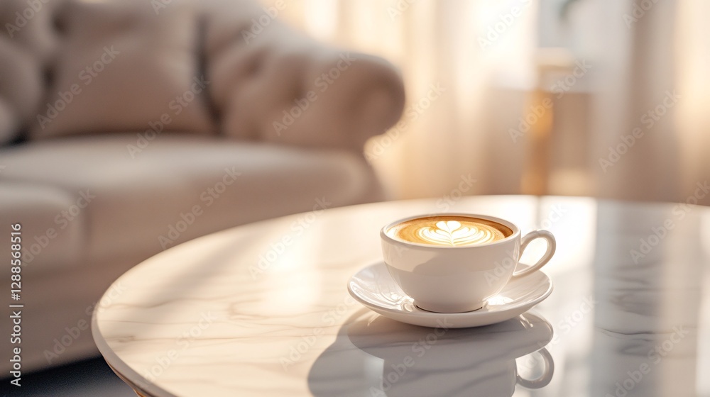 Espresso Cup Gleaming on Luxurious Marble Surface Espresso Cup Gleaming on Luxurious Marble Surface
