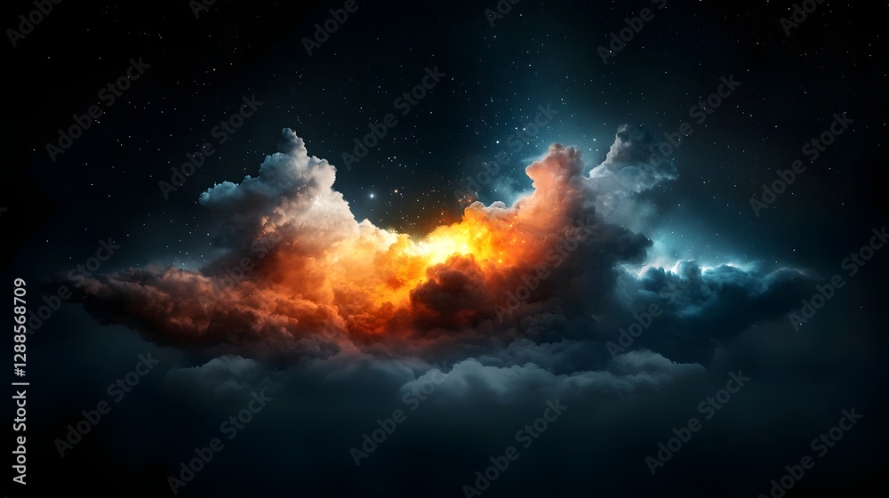 Fototapeta premium Dramatic and surreal of comet trails burning through cosmic clouds creating vibrant glowing edges and a deep black center evoking a powerful celestial phenomenon in the vast expanse of the universe