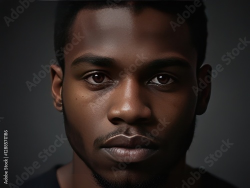 Melancholic Portrait of a Young Black Man in Thoughtful Reflection