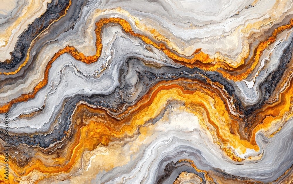 Fototapeta premium Abstract river patterns in striking orange and gray hues. A stunning visual experience.