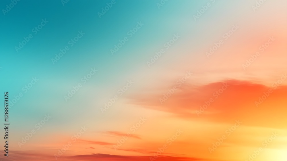 Fototapeta premium Dreamy and Vibrant Sunset Sky Transitioning Seamlessly into a Deep Blue Gradient Landscape Creating a Serene and Peaceful Atmosphere