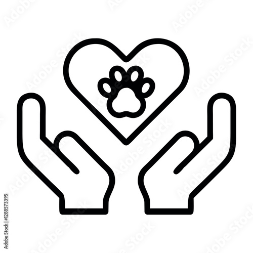 Pet Adoption Caring Hands Icon