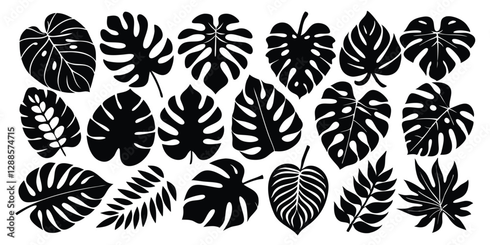 15+ black silhouette monstera leaf vector illustration 15+ black silhouette monstera leaf vector illustration