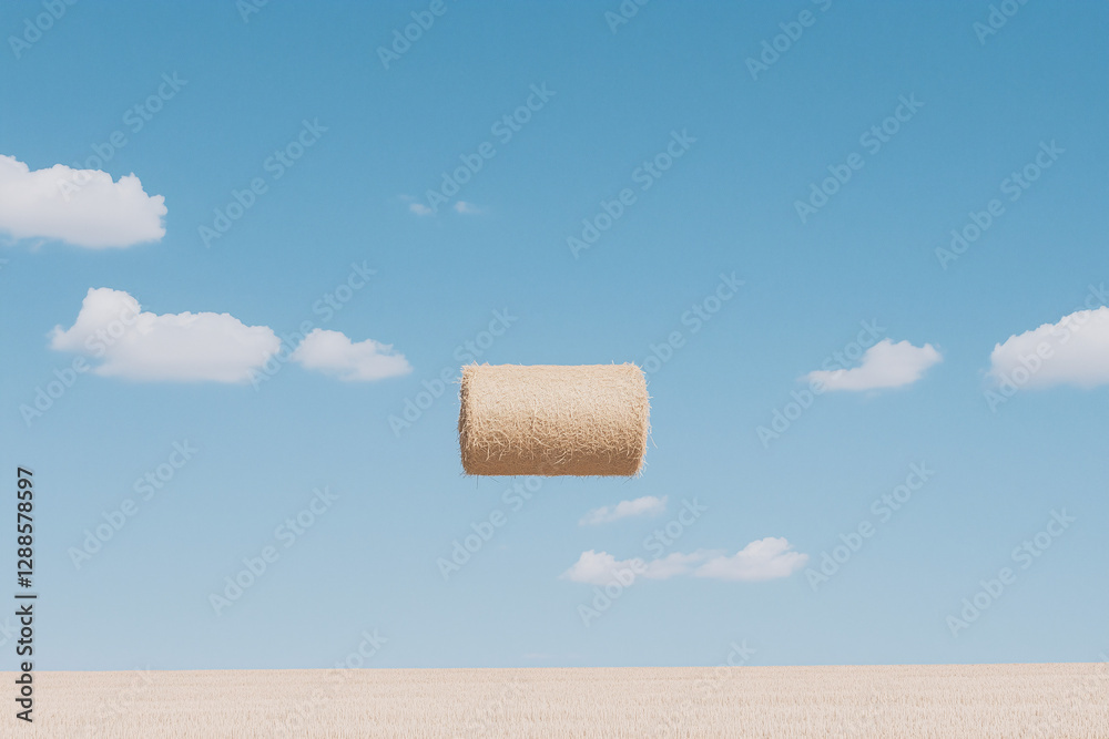 Floating Cork: Captivating scene of a cork suspended mid-air, defying gravity against a backdrop of a bright blue sky dotted with fluffy clouds. Floating Cork: Captivating scene of a cork suspended mid-air, defying gravity against a backdrop of a bright blue sky dotted with fluffy clouds.