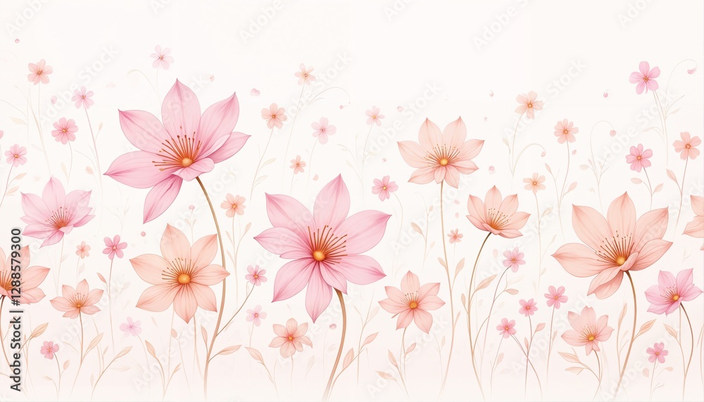 Pink Cherry Blossoms Wallpaper with Floral Pattern Pink Cherry Blossoms Wallpaper with Floral Pattern