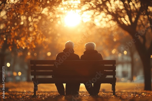 Senior Couple Enjoying a Shared Moment at Sunset in a Serene Park Setting, Highlighting the Importance of Financial Advising and Relationships