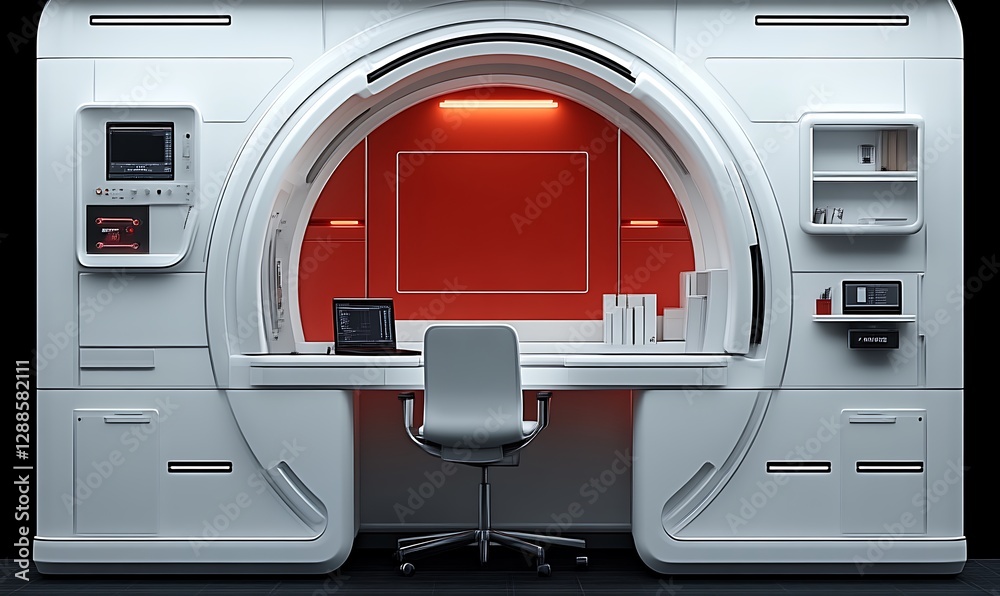 Fototapeta premium Futuristic Office Pod Design Modern Workstation 3d Render