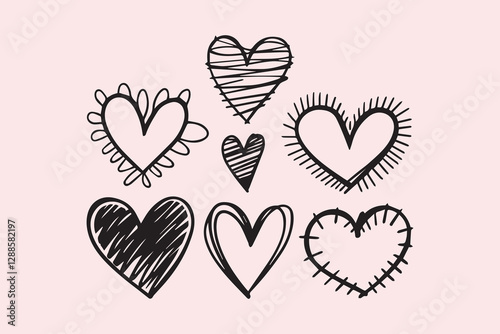 Doodle Style Heart Illustrations for Design vector