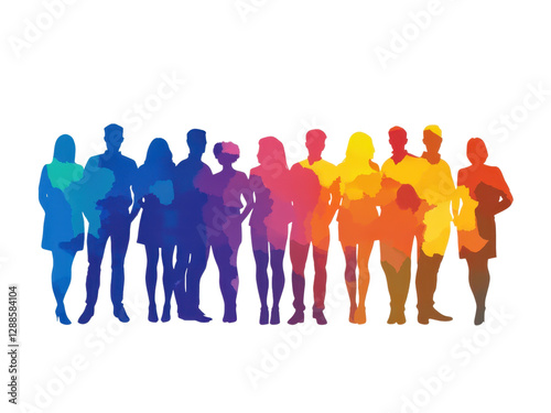 A Vibrant Rainbow of Unity Diverse Team Collaboration People Group Silhouette