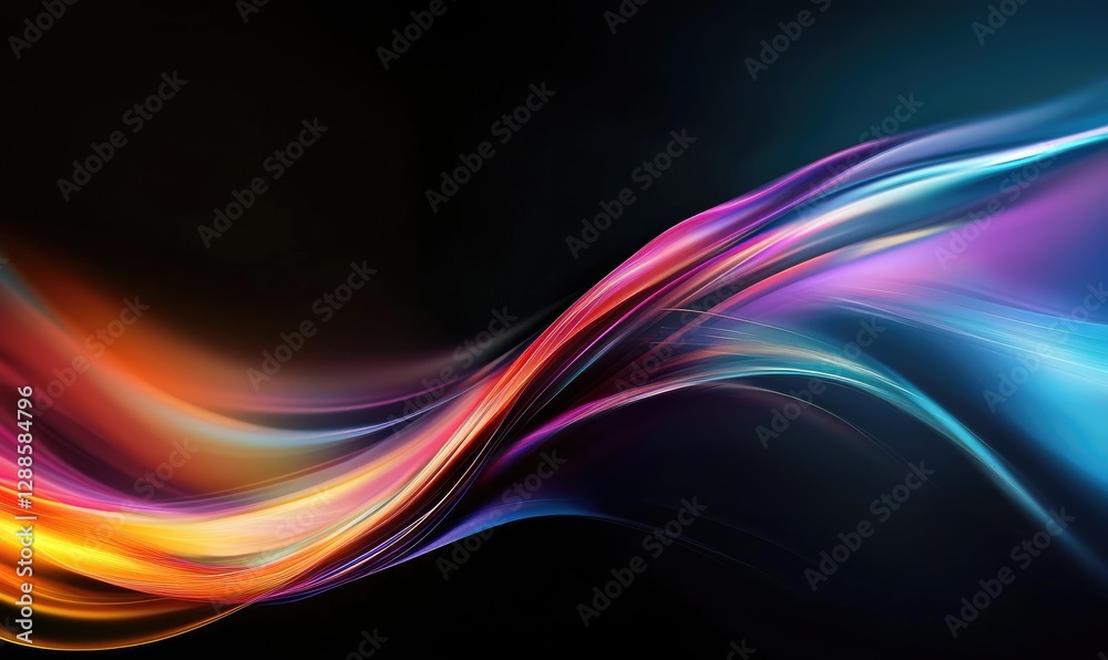 Abstract Neon Light Streaks Curved in Dynamic Motion Abstract Neon Light Streaks Curved in Dynamic Motion
