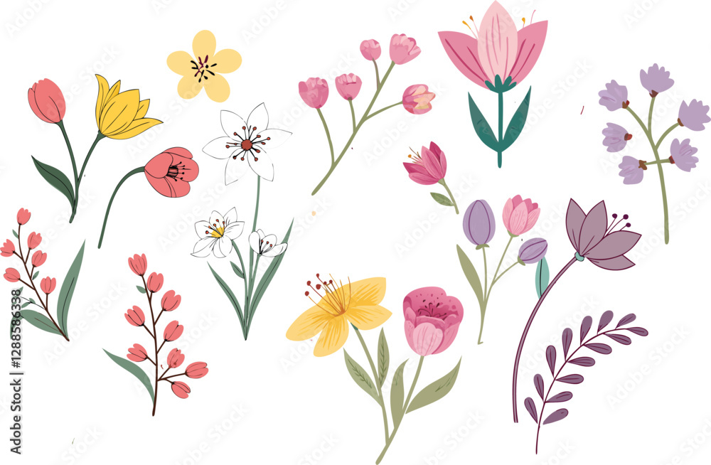 custom made wallpaper toronto digitalCollection of spring colorful flower elements vector