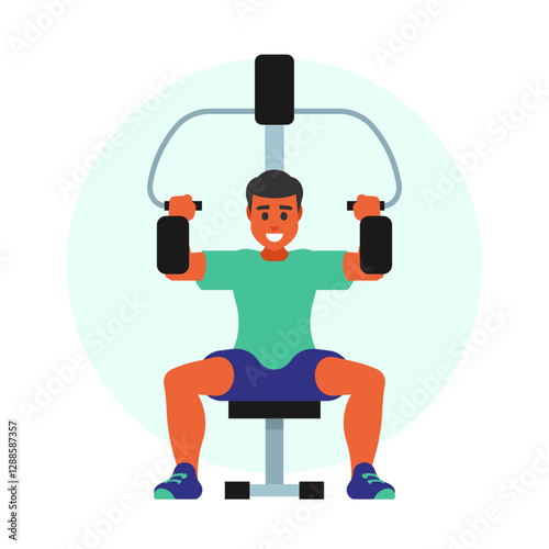 bodybuilder pumping muscles