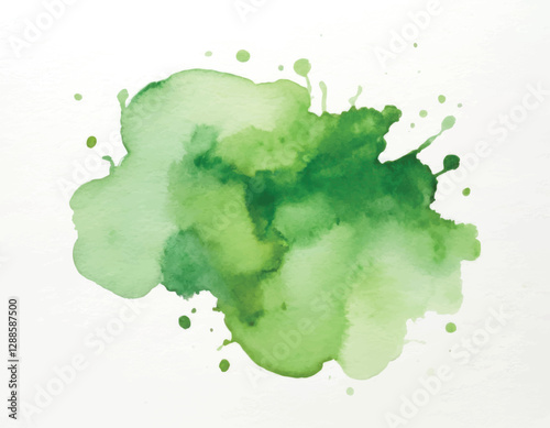 Light green hand painting watercolour stain background. Original artistic footage