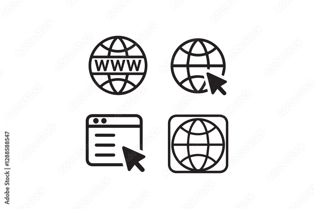 nternet and Web Navigation Icon Set vector nternet and Web Navigation Icon Set vector