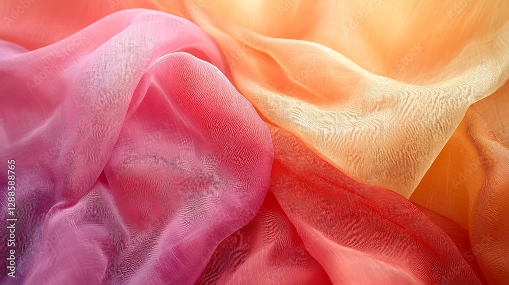 Obraz premium Vibrant ombre silk fabrics, soft folds, studio shot