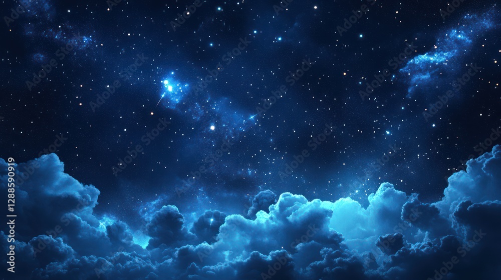 Fototapeta premium Starry night cloudscapes, night sky, cosmic beauty, perfect for wallpapers