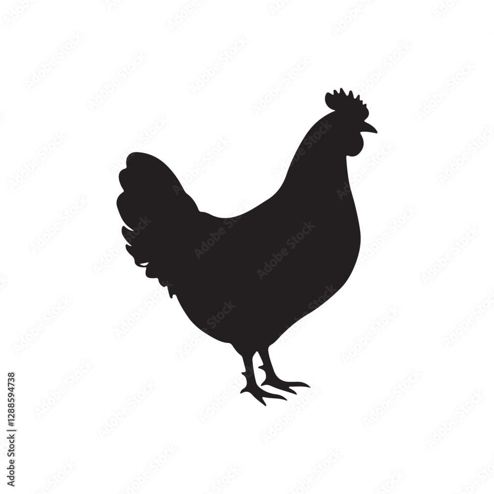 Fototapeta premium Black Hen silhouette vector illustration on white background