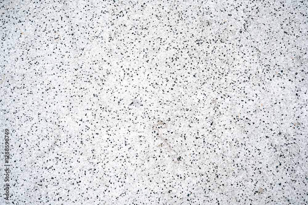 Obraz premium grainy abstract white texture with crumbs of black stones. The pattern of the sidewalk surface