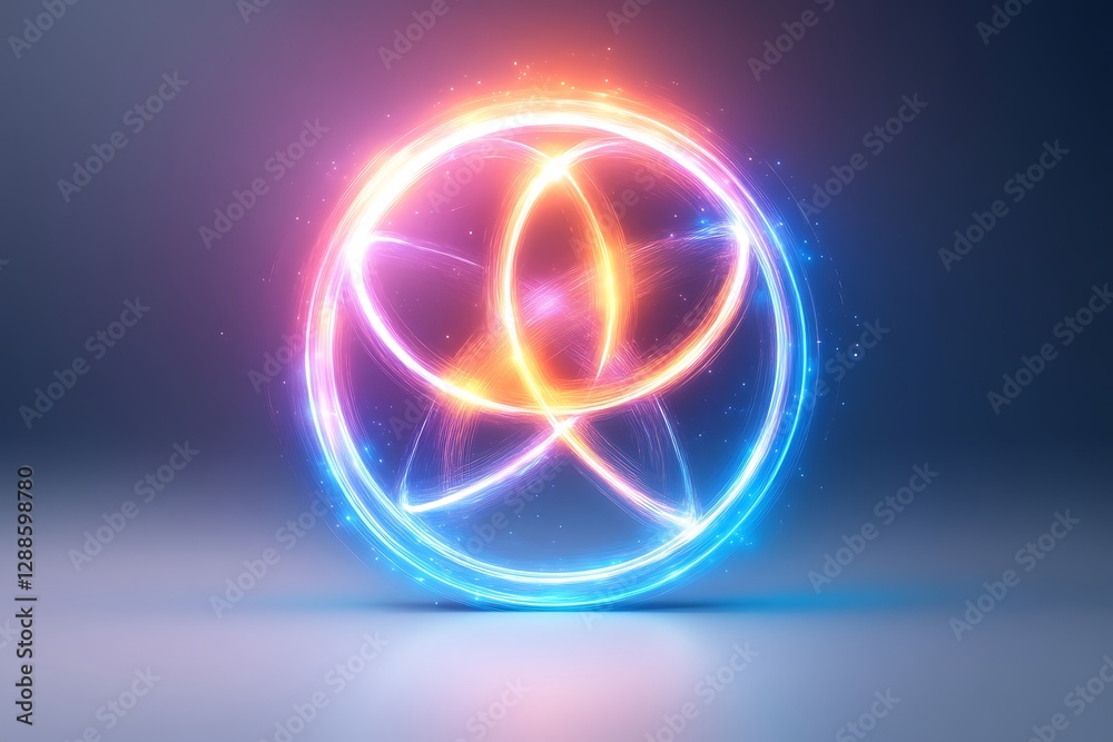 Obraz premium Glowing Neon Light Orb Abstract Art Background