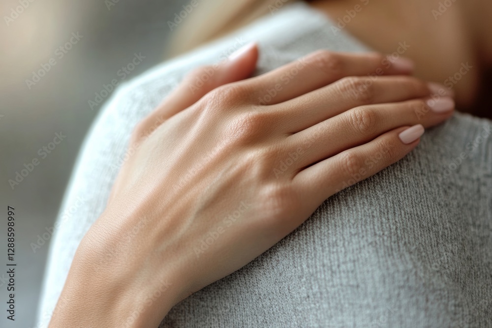 support and an act of kindness. Self love. close-up of a hand gently placed on a shoulder, symbolizing empathy and understanding in communication support and an act of kindness. Self love. close-up of a hand gently placed on a shoulder, symbolizing empathy and understanding in communication