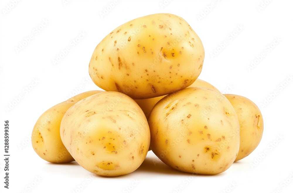 Pile of fresh yellow potatoes on white background Pile of fresh yellow potatoes on white background