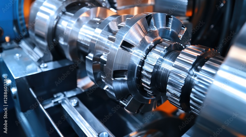 Fototapeta premium Close-up of intricate metallic machinery components