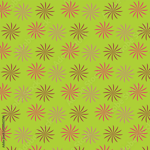 seamless color pattern with flowers green background
