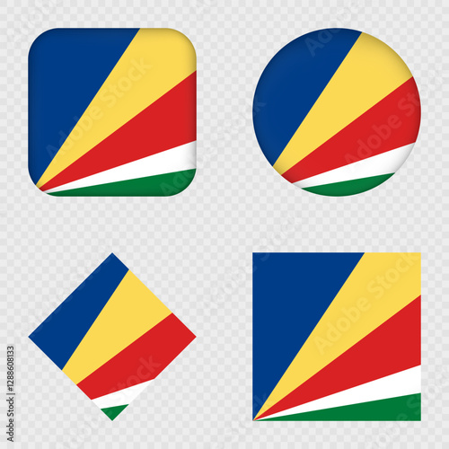 Seychelles Flag Icons Pack. Vector illustration.