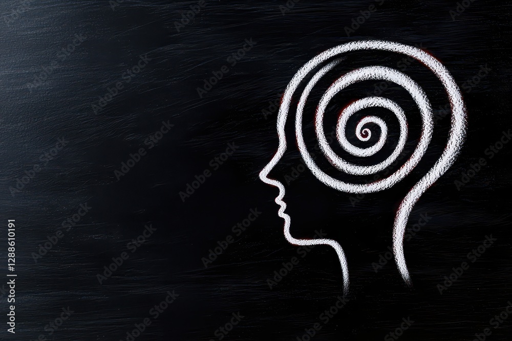Abstract representation of thoughts and mental processes with spiral design. Abstract representation of thoughts and mental processes with spiral design.
