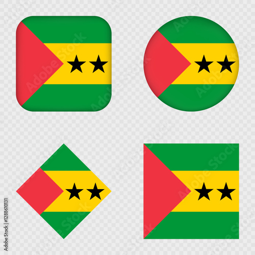 Sao Tome and Principe Flag Icons Pack. Vector illustration.