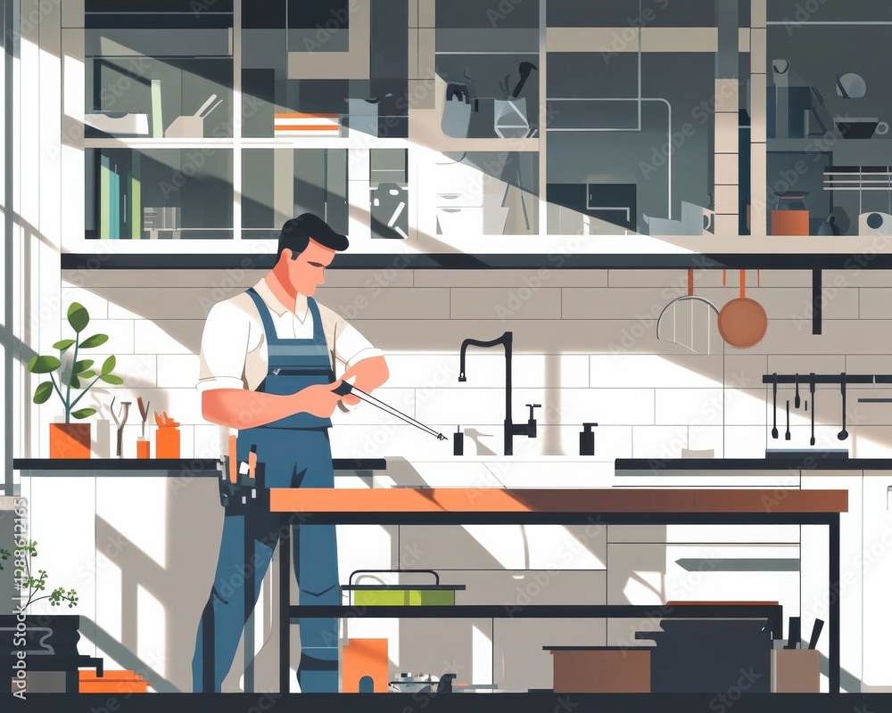 Crafting kitchen innovations a skilled artisan at work in a modern culinary studio bright atmosphere creative process