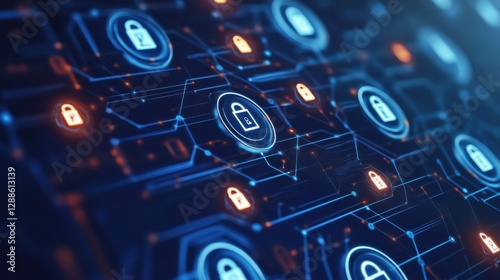 Abstract digital security network design.