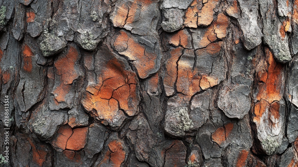 Textured Surface of a Tree Bark with Orange and Brown Hues Textured Surface of a Tree Bark with Orange and Brown Hues
