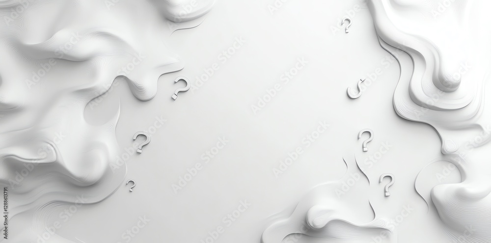 Question Mark Symbols Surrounded by Abstract White Shapes and Copy Space Question Mark Symbols Surrounded by Abstract White Shapes and Copy Space