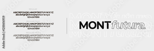 Modern Futura Bold Font. Regular Upercase Lowercase Italic and Number Typography urban style alphabet fonts for fashion, sport, technology, digital, , logo design, vector illustration