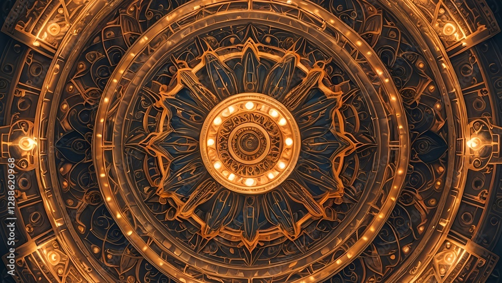 Fototapeta premium 光輝くデジタルマンダラ｜Luminous Digital Mandala