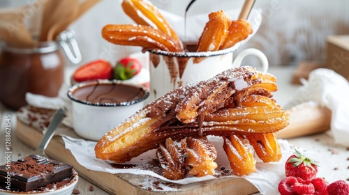 Gourmet Spanish churros served with hot chocolate