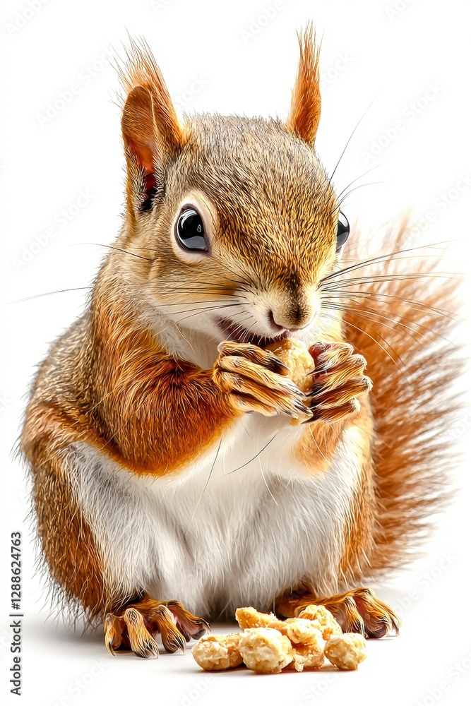 Obraz premium Squirrel eating nuts in a natural environment close-up photography wildlife scene