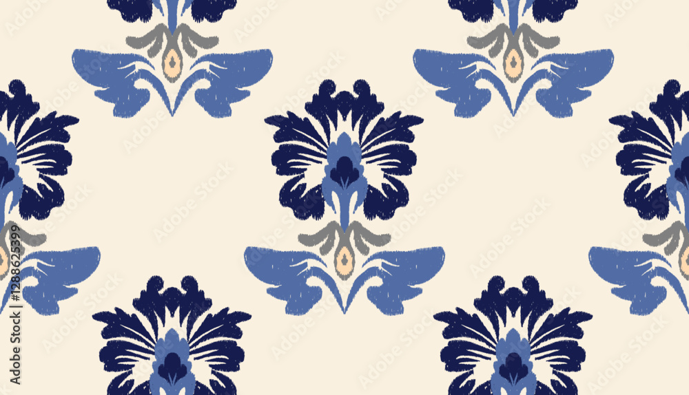 Obraz premium geometric ethnic vintage texture vector art design. textile fashion pattern line ikat seamless pattern and batik fabric texture asian background wallpaper geometry indian. Ethnic abstract ikat art .