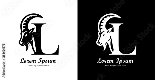 goat head logo design combined with the letter L