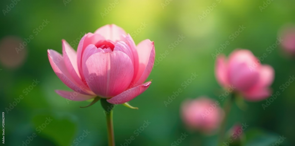 Soft pink petals unfold like tiny roses against a backdrop of emerald, spring, blossom, colors Soft pink petals unfold like tiny roses against a backdrop of emerald, spring, blossom, colors