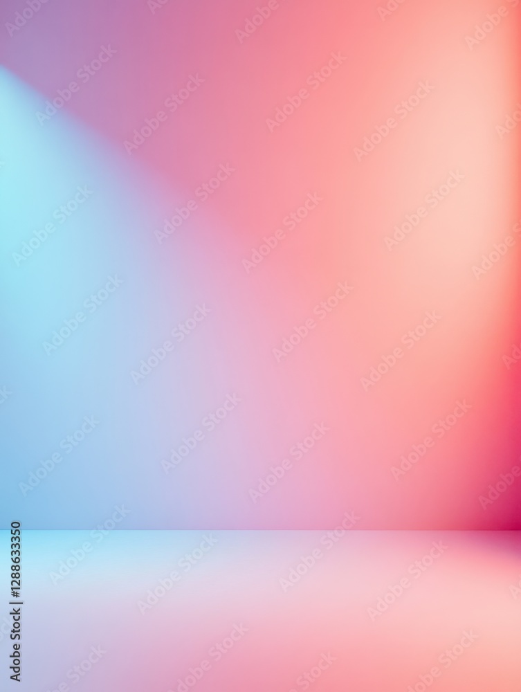 Fototapeta premium A serene gradient background transitions from cool blue to warm pink, creating a soft, dreamlike effect