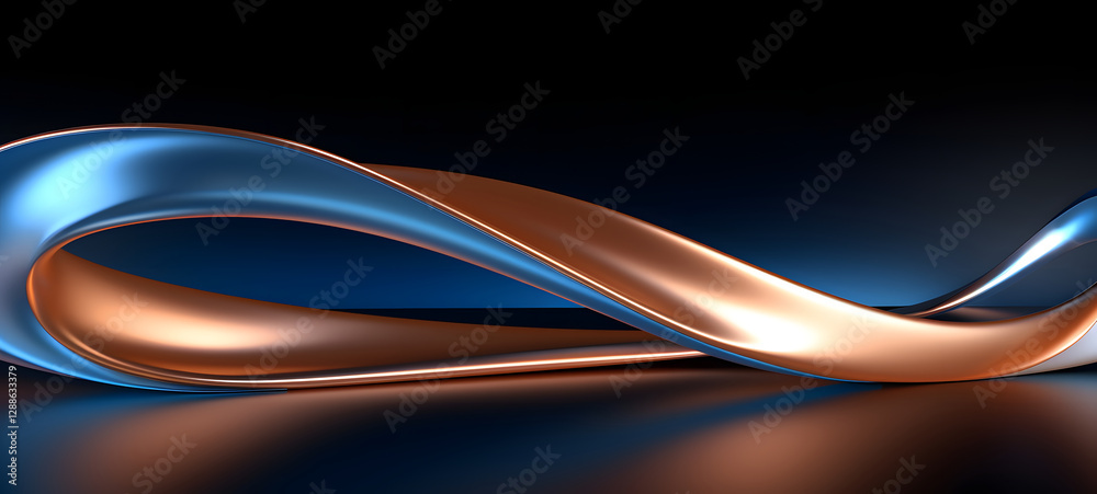 Obraz premium Space made of wavy copper metal with easy curves and ribbons