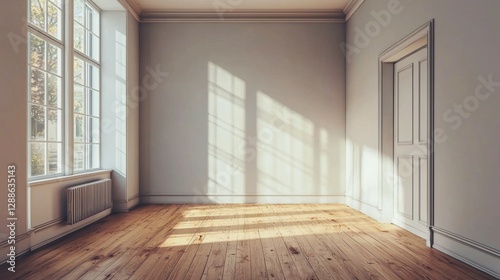 Wallpaper Mural Bright and Spacious Empty Room with Sunlight on Wooden Floor Torontodigital.ca