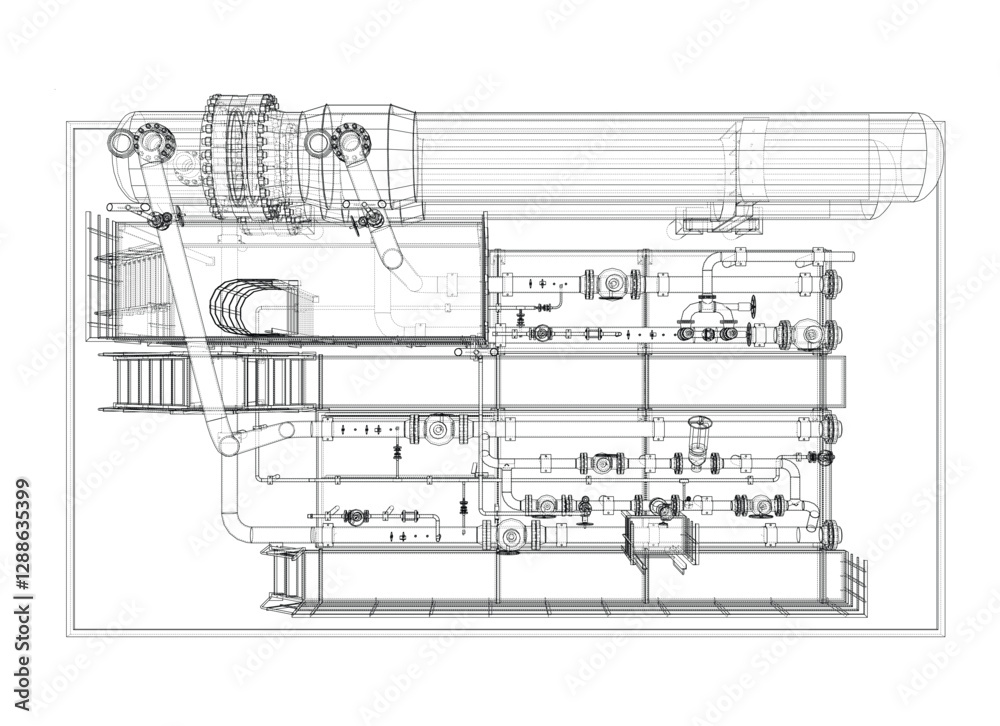 Obraz premium Petroleum heater exchanger. Vector rendering of 3d