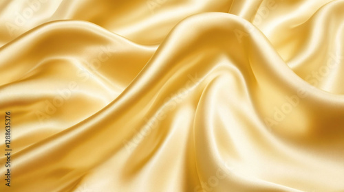 A close-up of luxurious yellow silk fabric, showcasing its smooth texture and elegant drape
